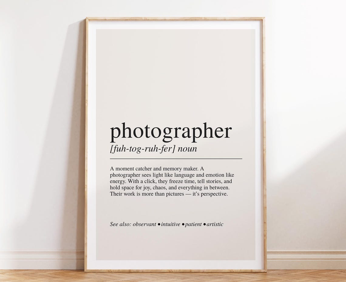 Photographer Dictionary Definition Camera Artist Gift Poster