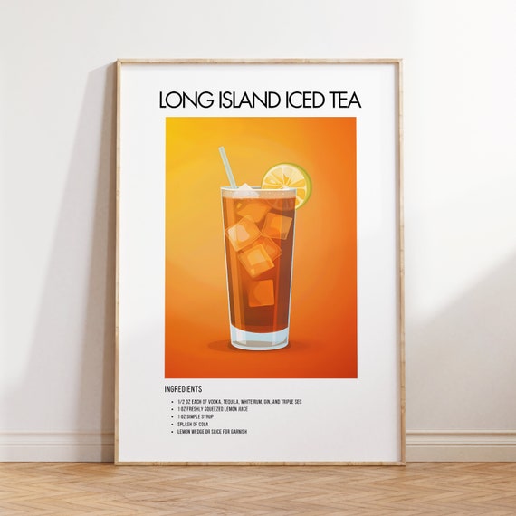 Long Island Iced Tea Poster Cocktail Art Wall Decor Bar Decor Kitchen Wall Art Home Bar Print Alcohol Wall Decor Gift