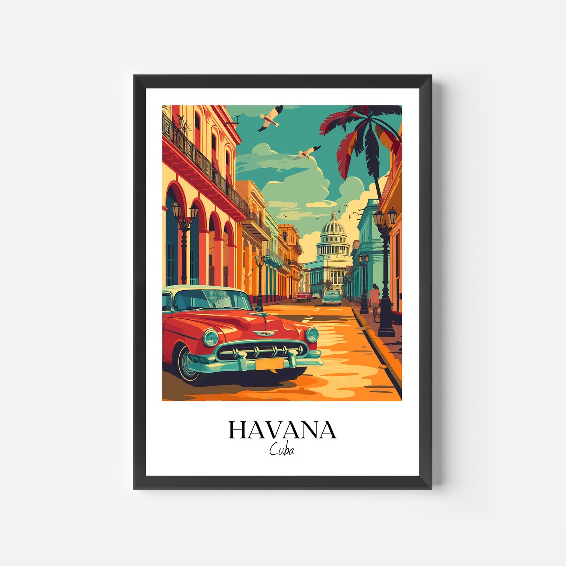 Havana Cuba Classic Car Street Old Town Vintage Travel Poster - Image 2