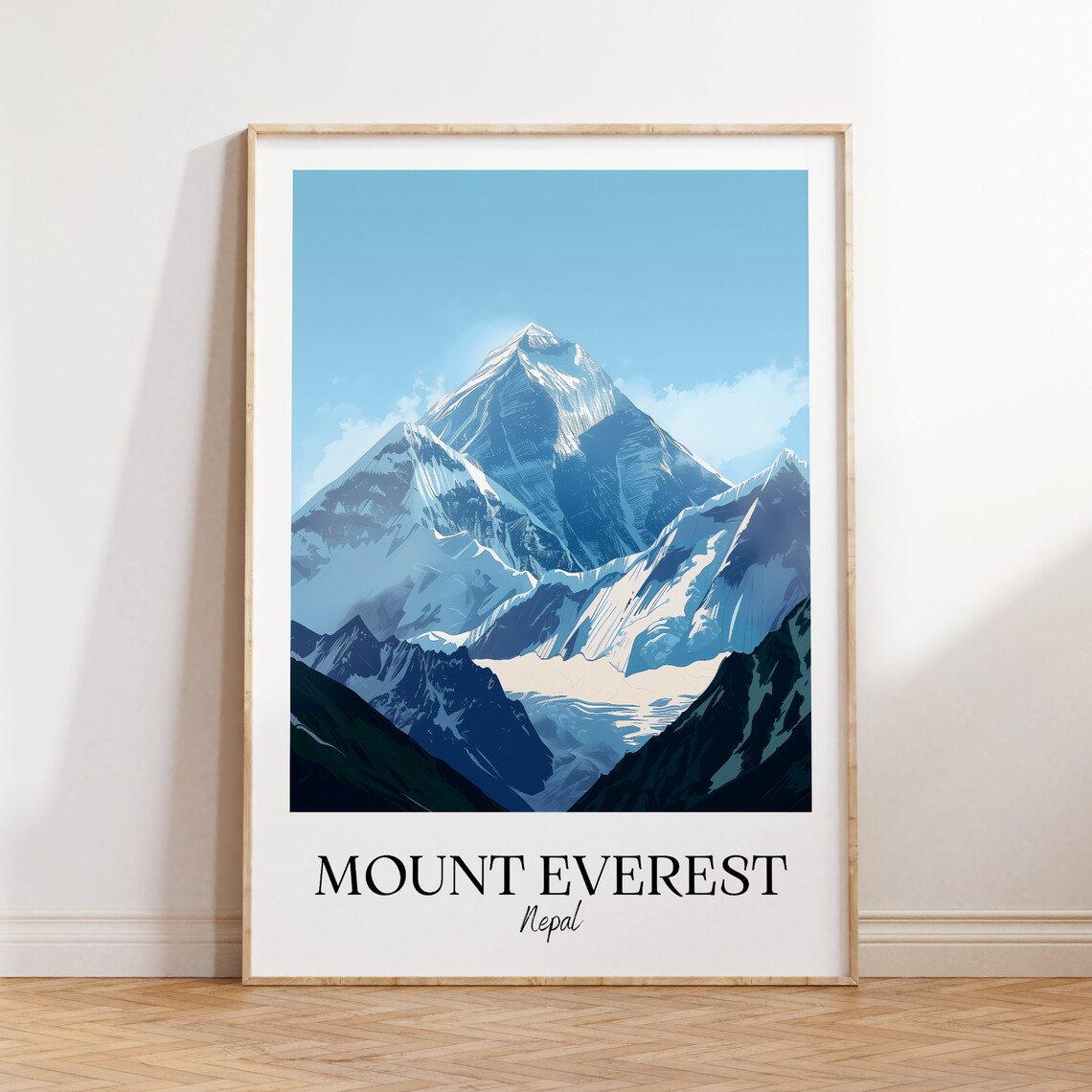 Mount Everest Nepal Himalaya Snow Peaks Vintage Style Travel Poster