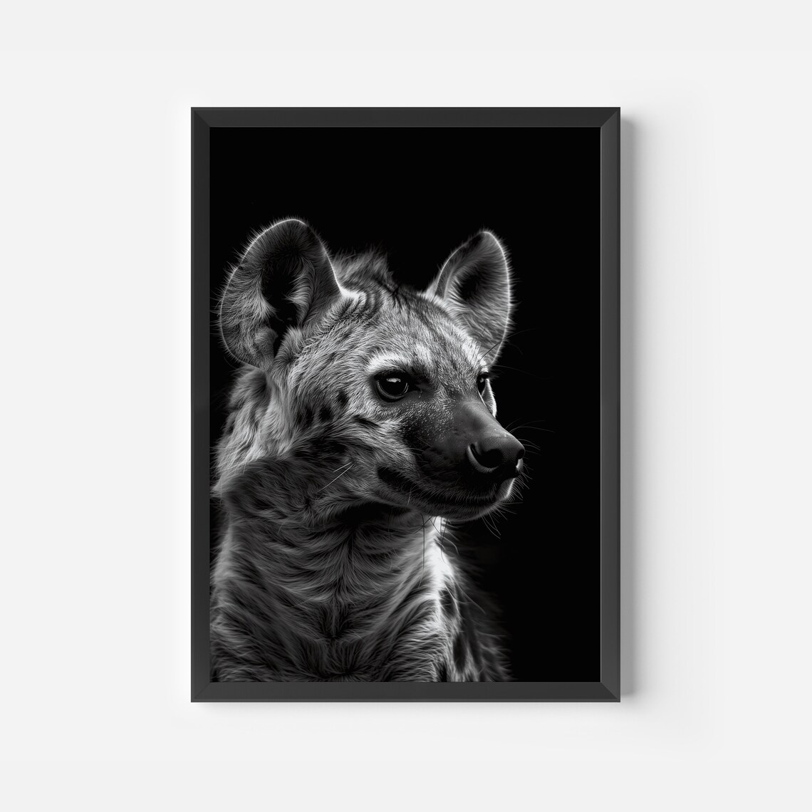 Hyena Black and White Wild Animal Safari Photography Art Poster - Image 2