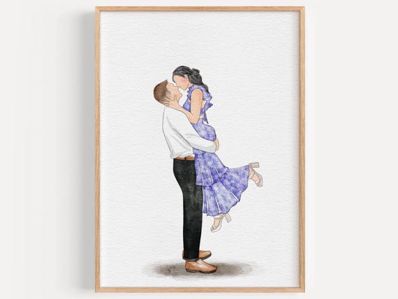 Minimalist Faceless Watercolor Portrait, Personalized Gift
