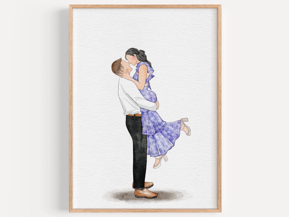 Minimalist Faceless Watercolor Portrait, Personalized Gift
