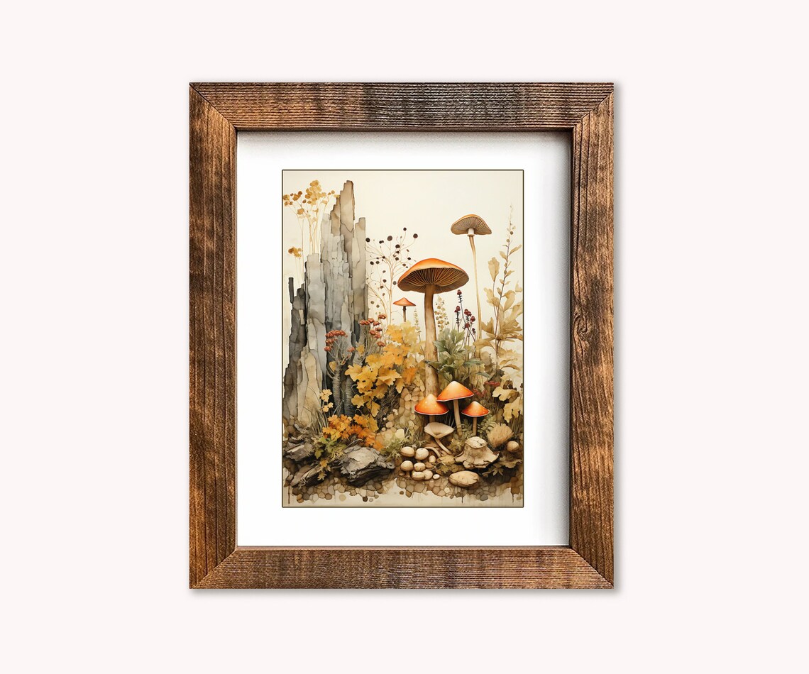 Earth Elements Botanical Boho Mushroom Art Print - Image 2