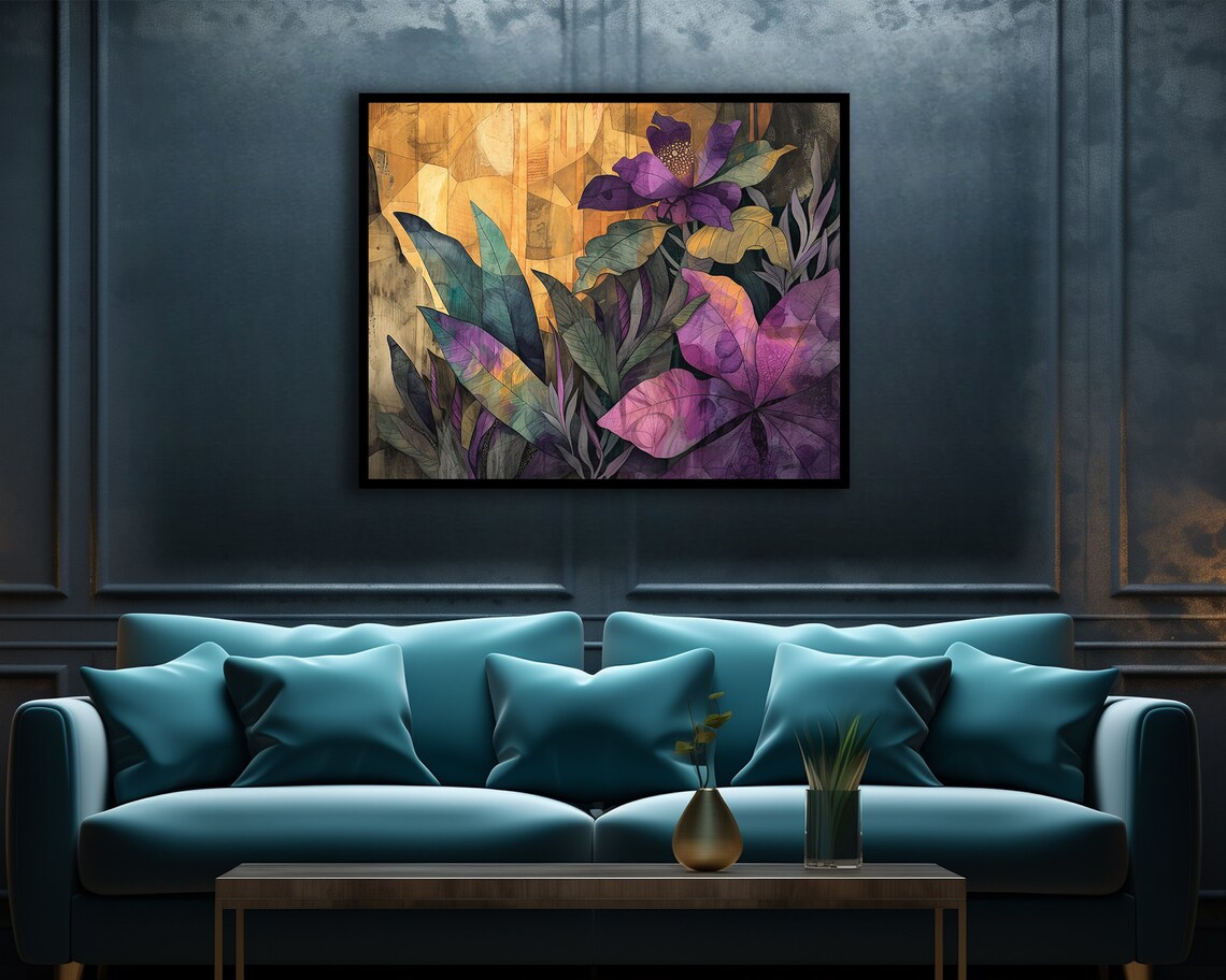 Abstract Floral Botanical Art Print, Living Room Decor - Image 3