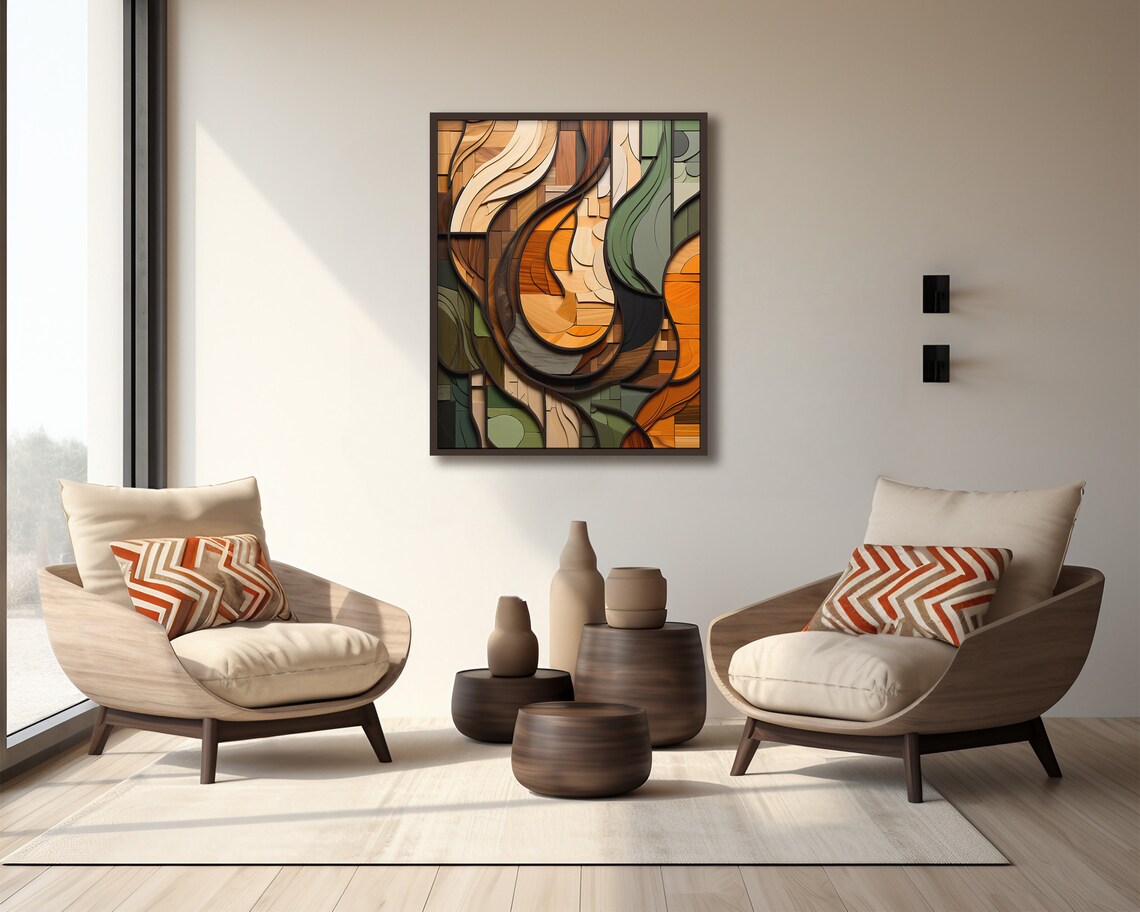 Boho Wood Shapes, Earth Tones Wall Art Print - Image 2