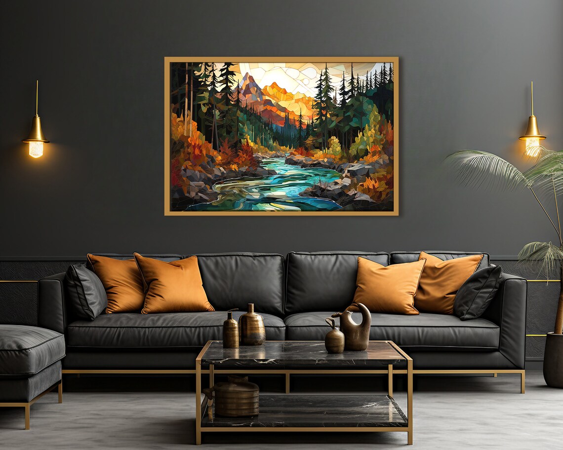 Abstract Landscape Art Print, Modern Home Office - Image 2