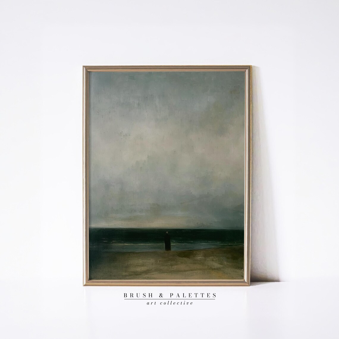 Solitary Figure By The Sea, Moody Ocean Wall Art