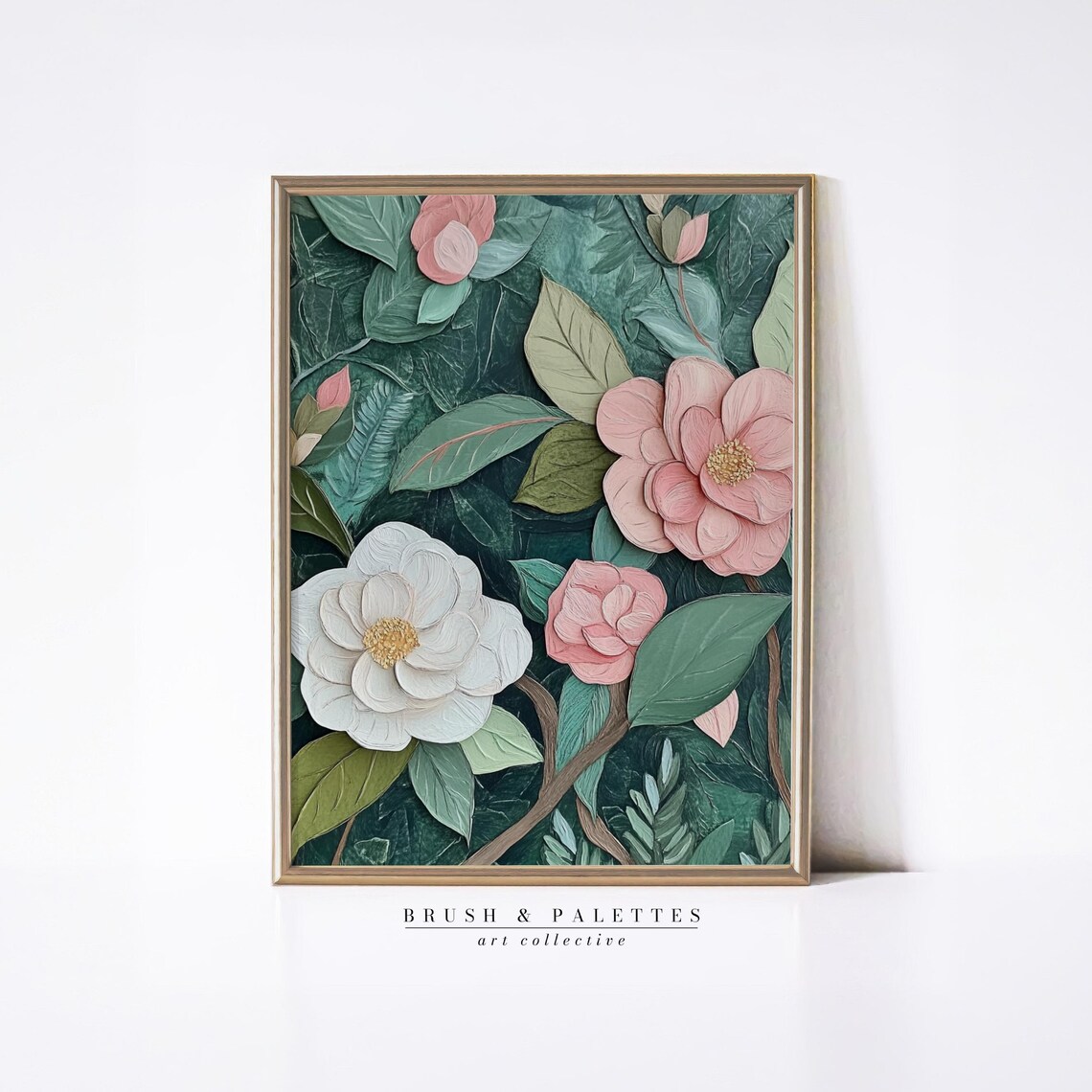 Textured Pink White Floral Painting Impasto Garden Bloom Poster