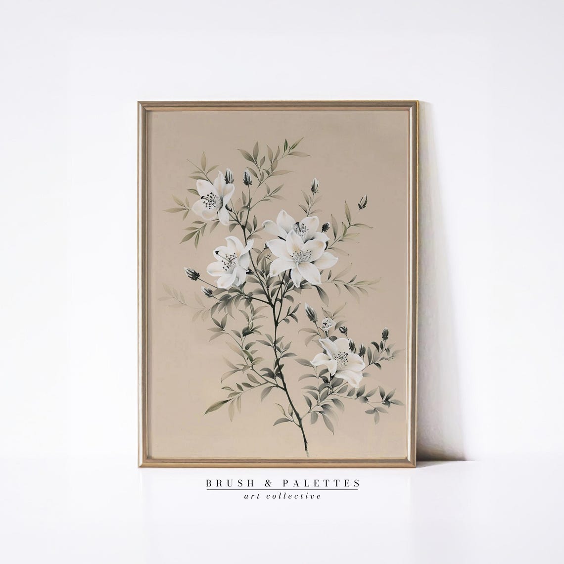 Vintage White Blossom Botanical Painting Elegant Floral Branch Poster