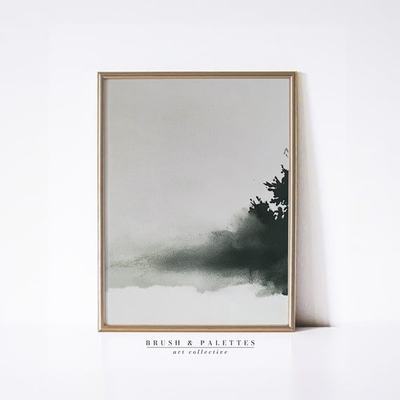 Minimalist Ink Wash Landscape Print Monochrome Abstract Wall Art Zen Decor For Japandi Or Modern Homes