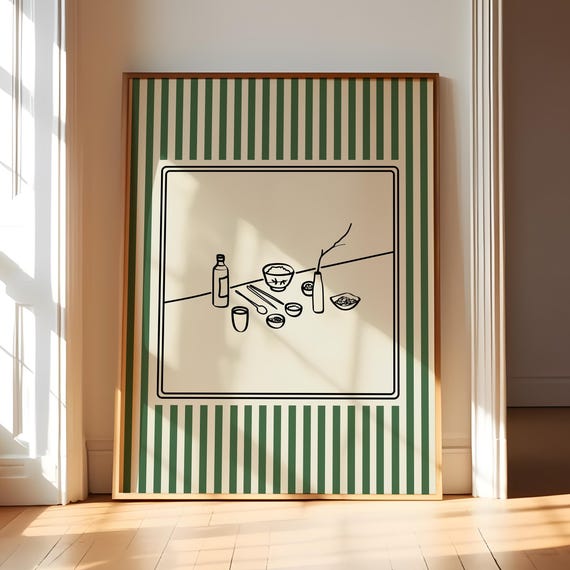 Korean Still Life Minimalist Food Poster, Dining Decor