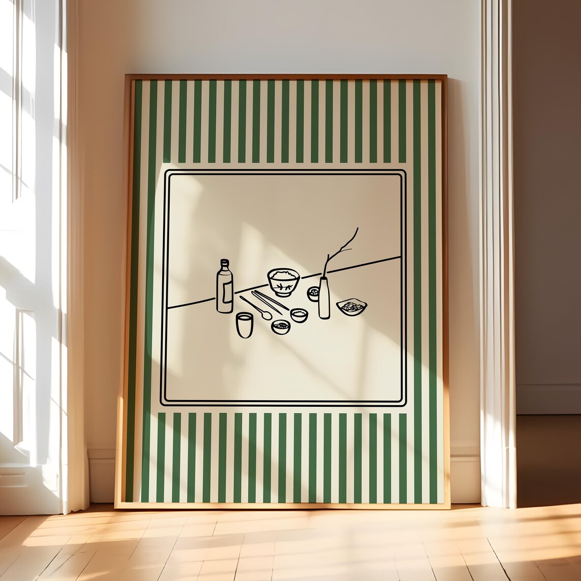 Korean Still Life Minimalist Food Poster, Dining Decor