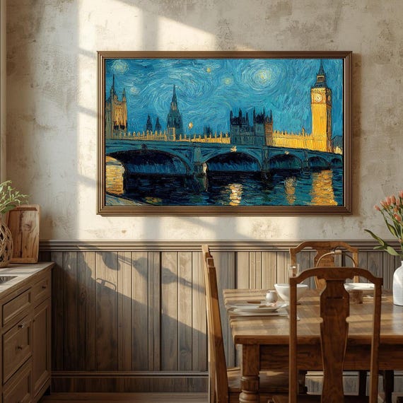 London Bridge Watercolor Art Print Moody Cityscape
