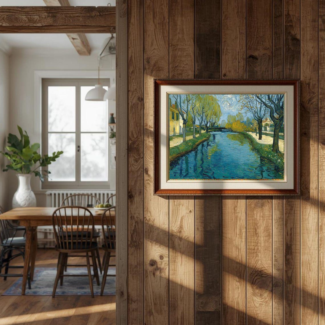 Serene River and Trees Post Impressionist Brushwork Art Poster