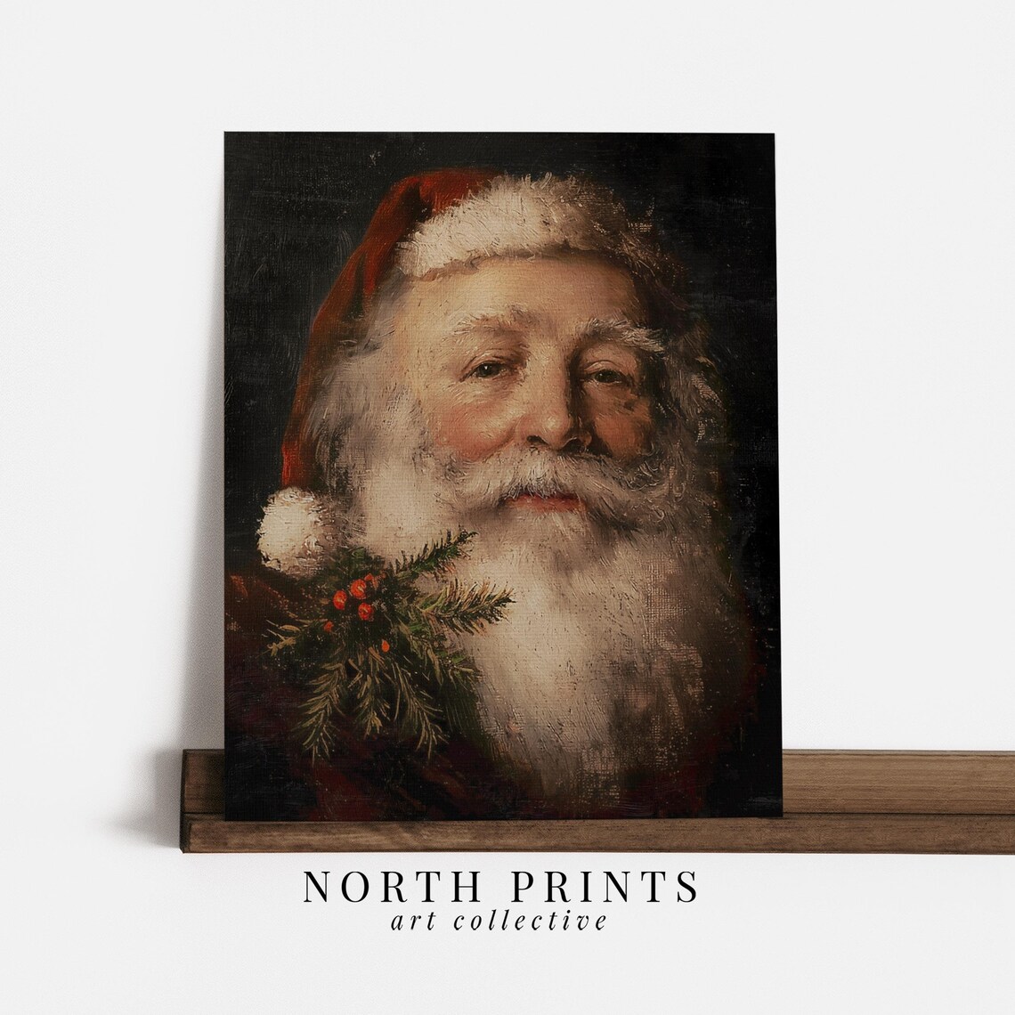 Traditional Christmas Santa Claus Art Print, Holiday Decor