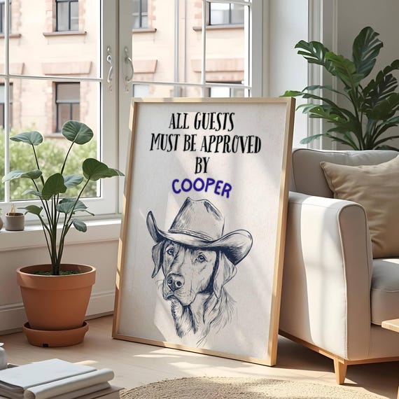 Custom Cowdog Print Funny Western Pet Portrait Ranch Decor