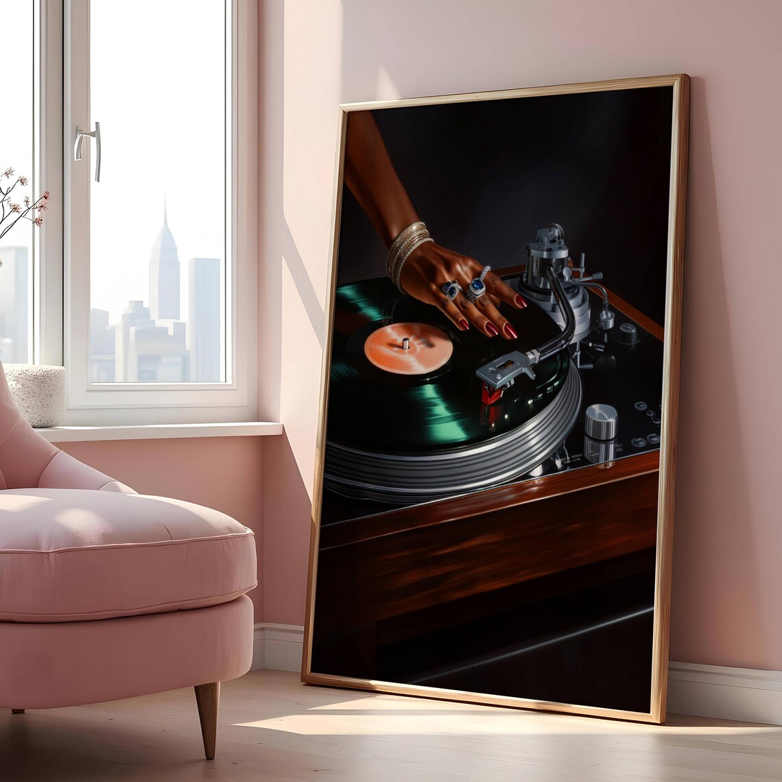 Retro Music Turntable Poster, Vintage Vinyl Art