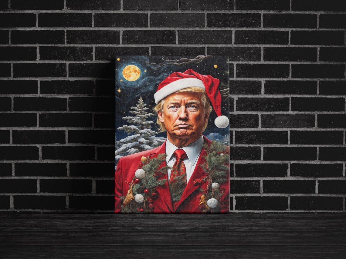 Donald Trump Santa Hat Christmas Starry Night Wonder Scene Poster - Image 3