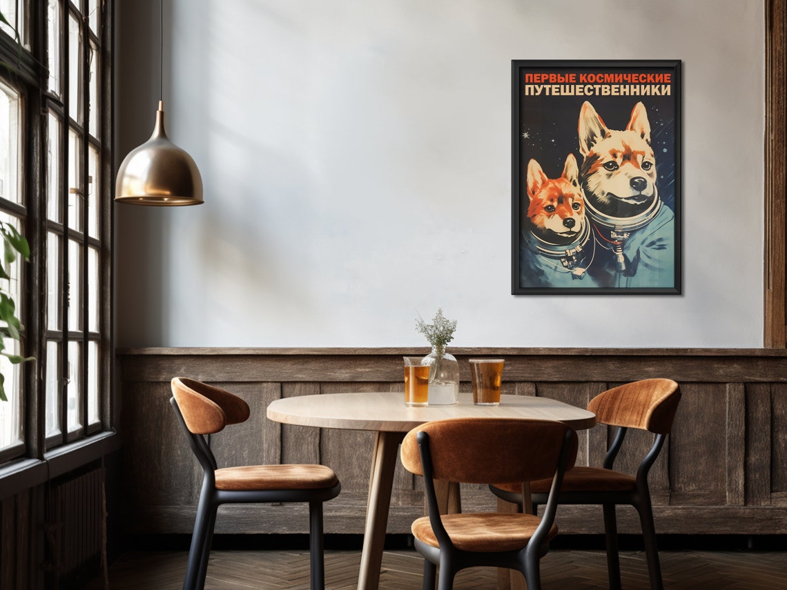 First Space Travelers Soviet Dogs Space Race Retro Travel Poster - Image 4