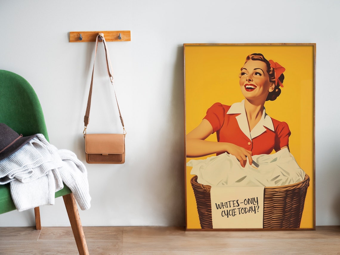 Whites Only Cycle Today Funny 50s Retro Laundry Room Art Poster - Image 5