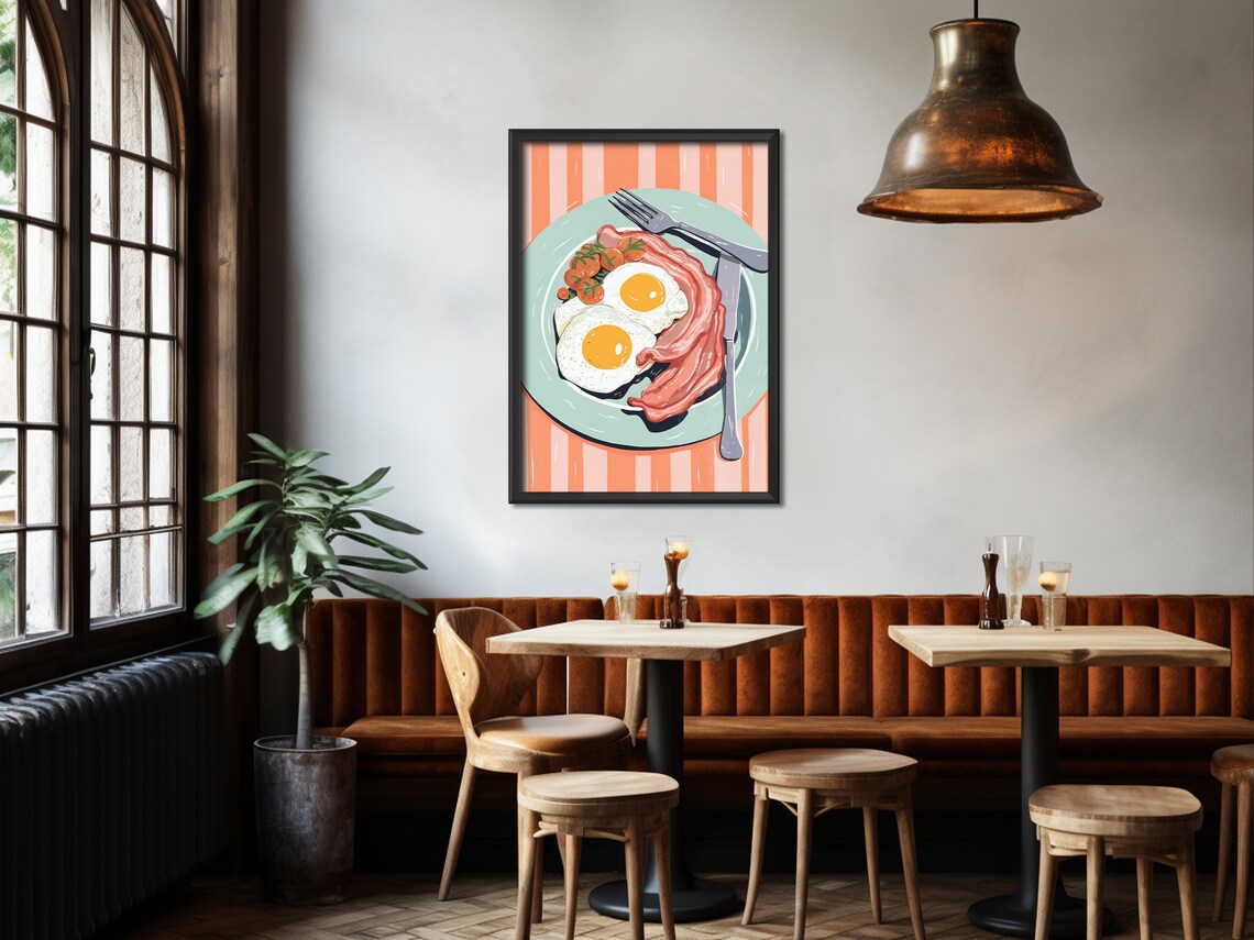 Eggs and Bacon Retro Kitchen Art Print - Image 3