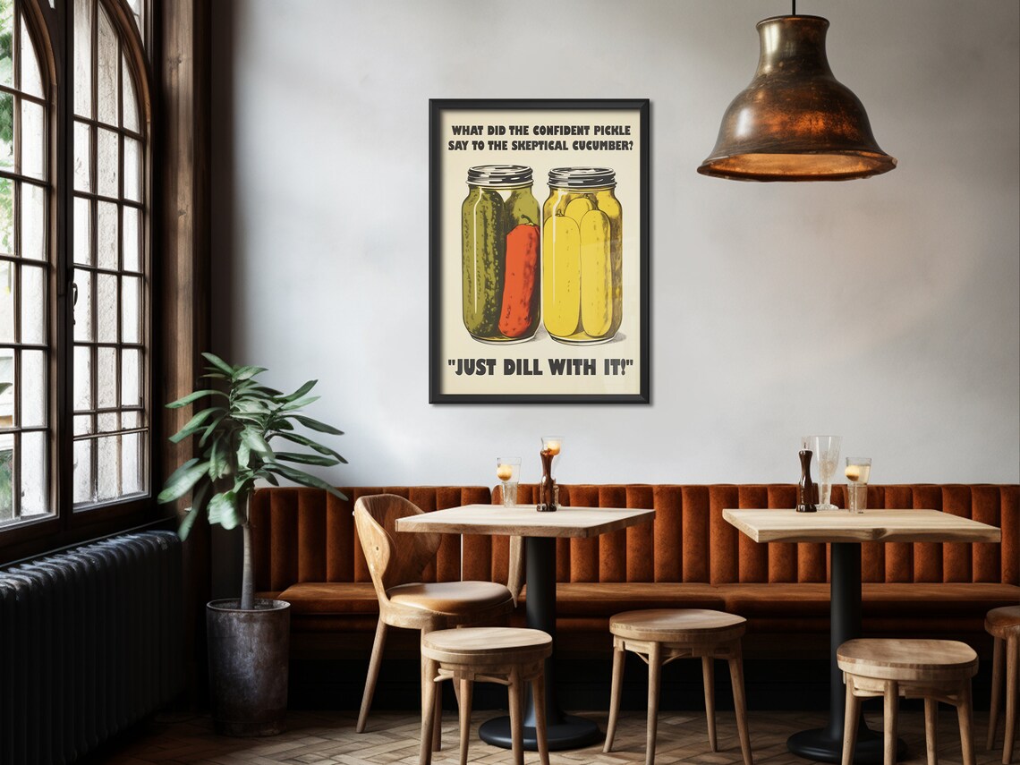 Retro Kitchen Print, Funny Pickle Art Poster - Image 3