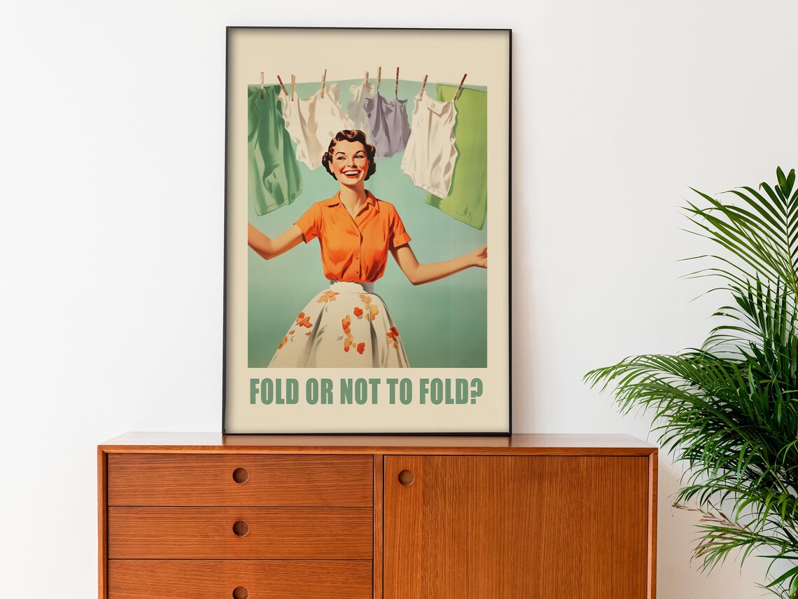 Laundry Day Retro Bathroom Wall Art Print - Image 2