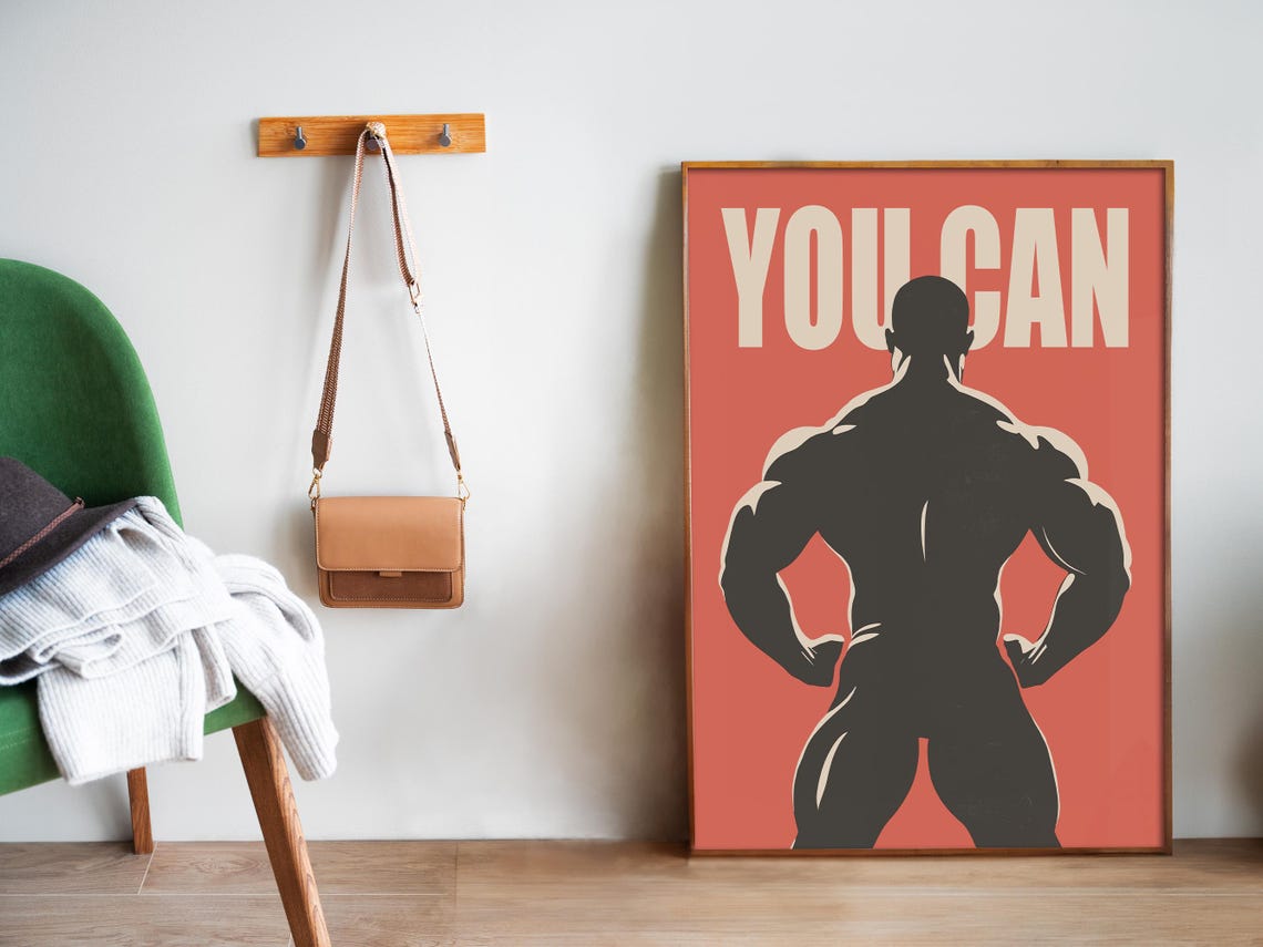 You Can Muscular Back Silhouette Minimalist Gym Motivation Poster - Image 5