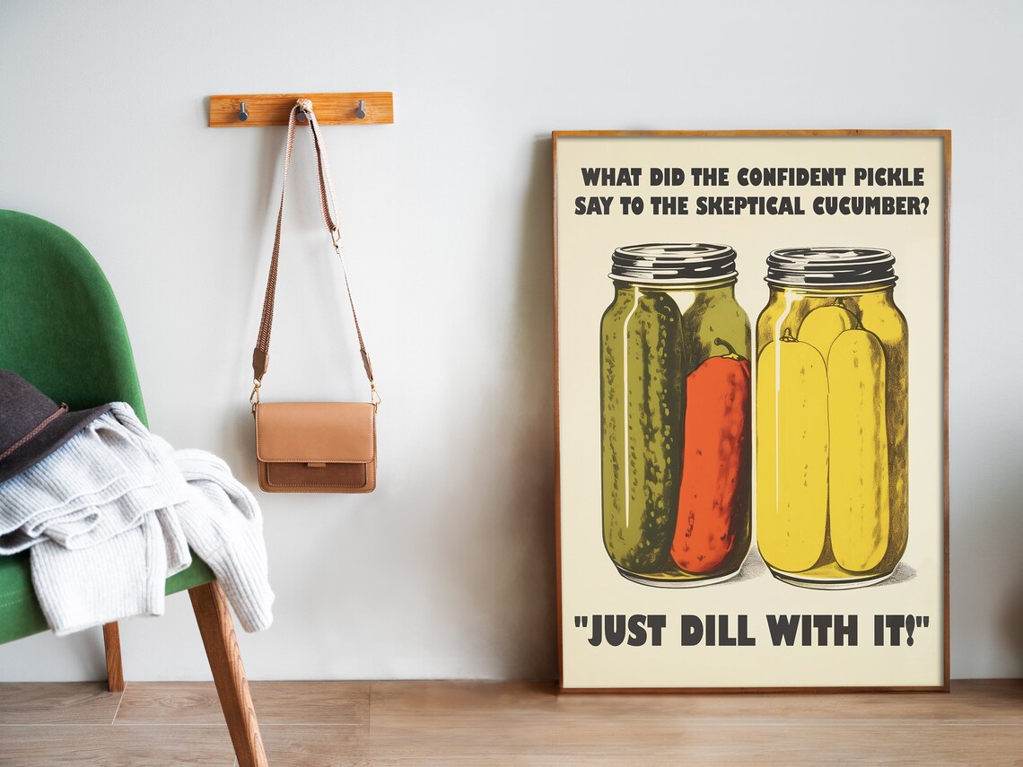 Retro Kitchen Print, Funny Pickle Art Poster - Image 5