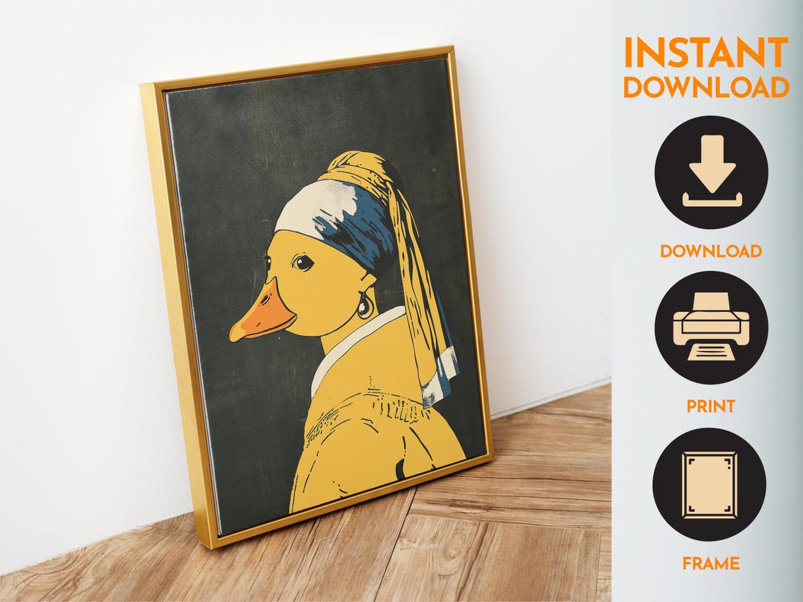 Duck With Pearl Earring Classic Art Parody Funny Animal Poster - Image 6