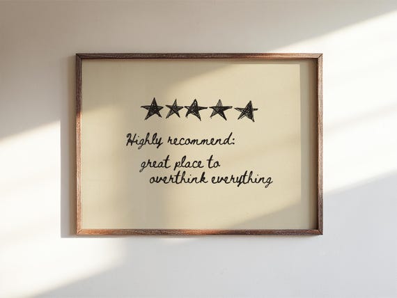Funny Overthinking Poster Mental Health Therapy Art Print Sarcastic Digital Download