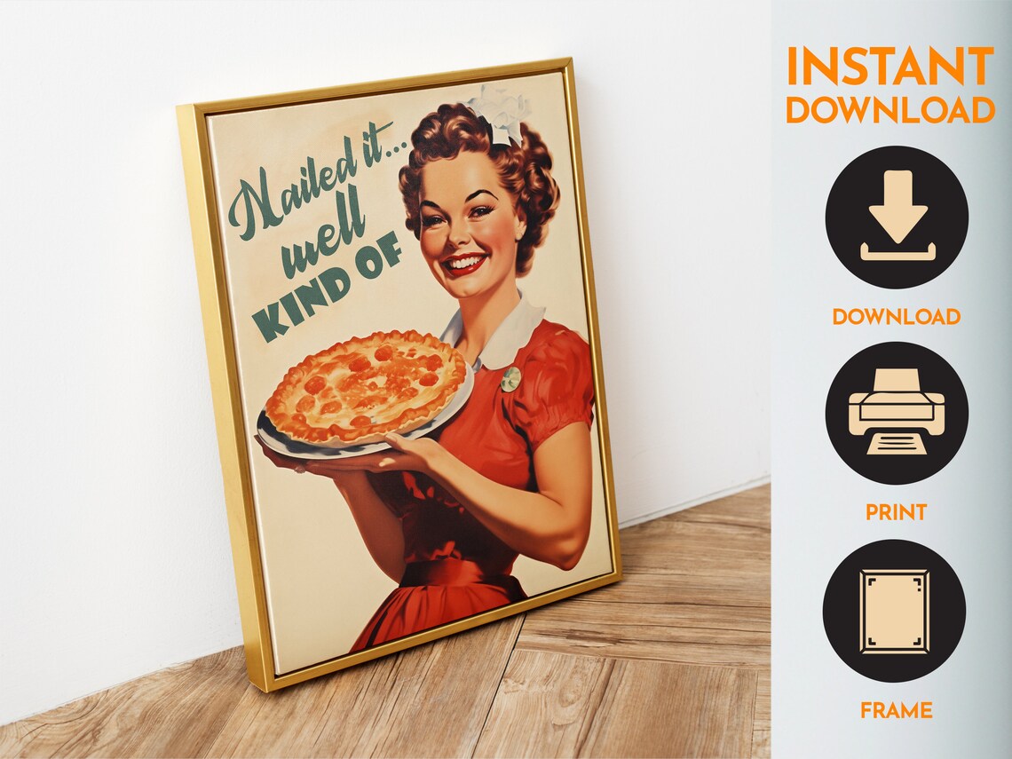 Retro Kitchen 50s Style Pie Print, Kitchen Art - Image 6