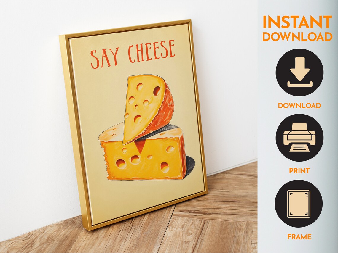 Retro Cheese Poster, Kitchen Wall Art Print - Image 4