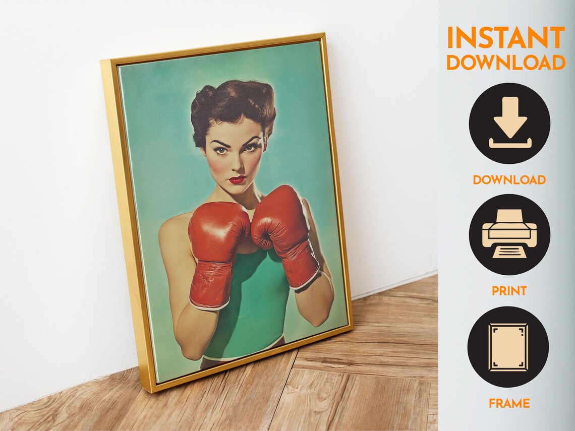 Female Boxer Retro Art Print, Gym Wall Decor - Image 6
