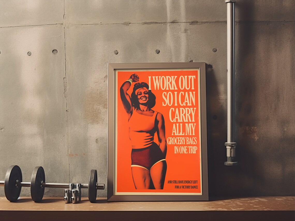 Retro Female Bodybuilder Gym Motivation Art Print - Image 3