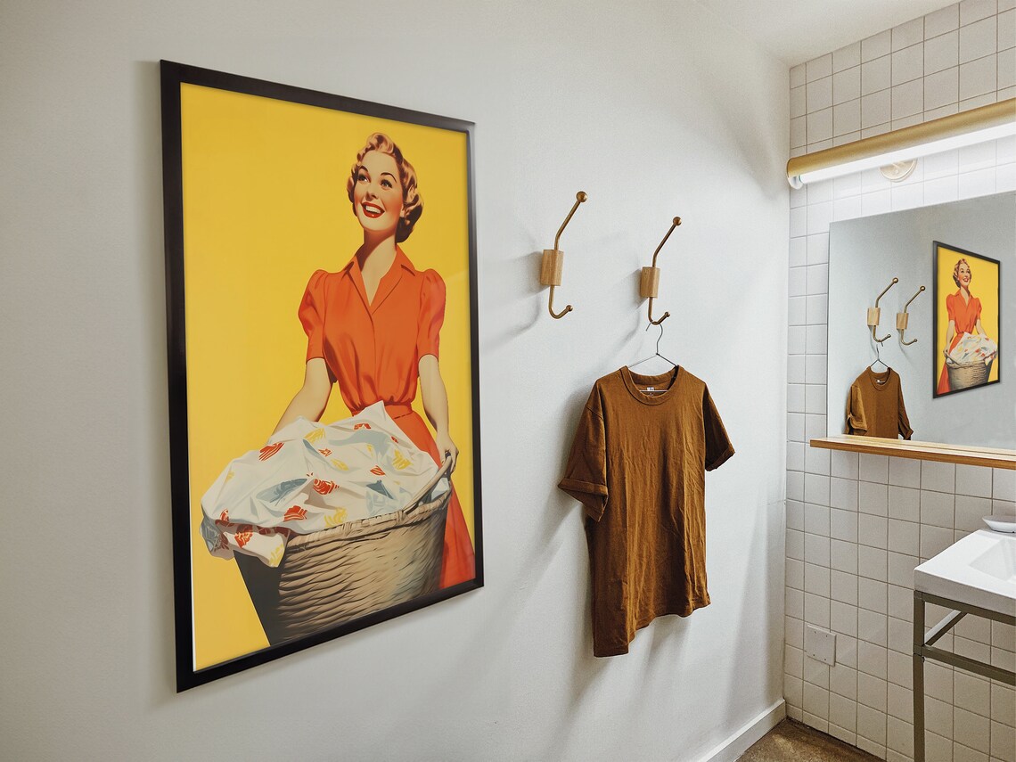 Retro Housewife Laundry Day Art Print, 50s Style - Image 4