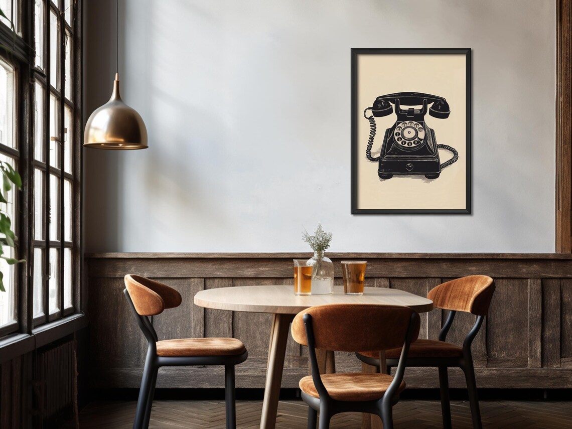 Rotary Phone Retro Telephone, Vintage Home Office Art Print - Image 3