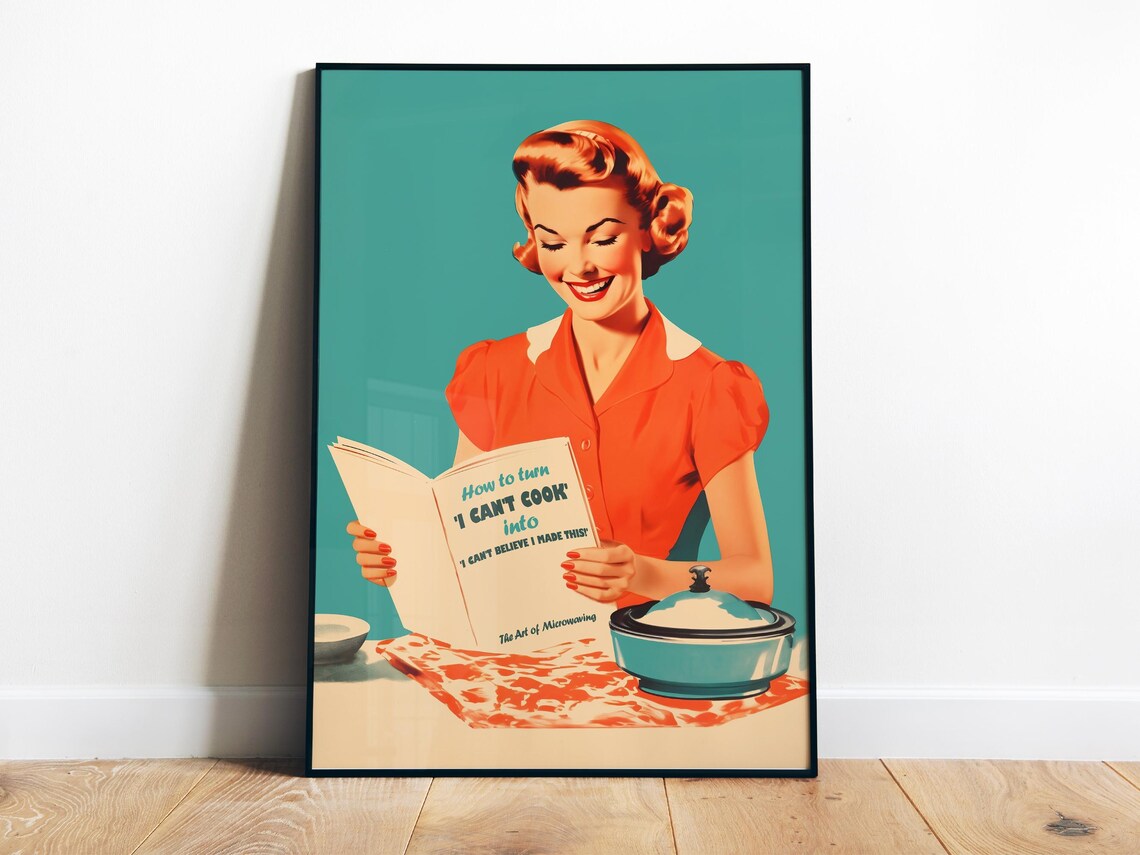 Retro Kitchen Humor Art Print, 50s-60s Style