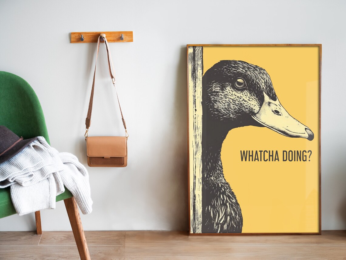 Retro Funny Duck Bathroom Art Print, Vintage Bird - Image 5