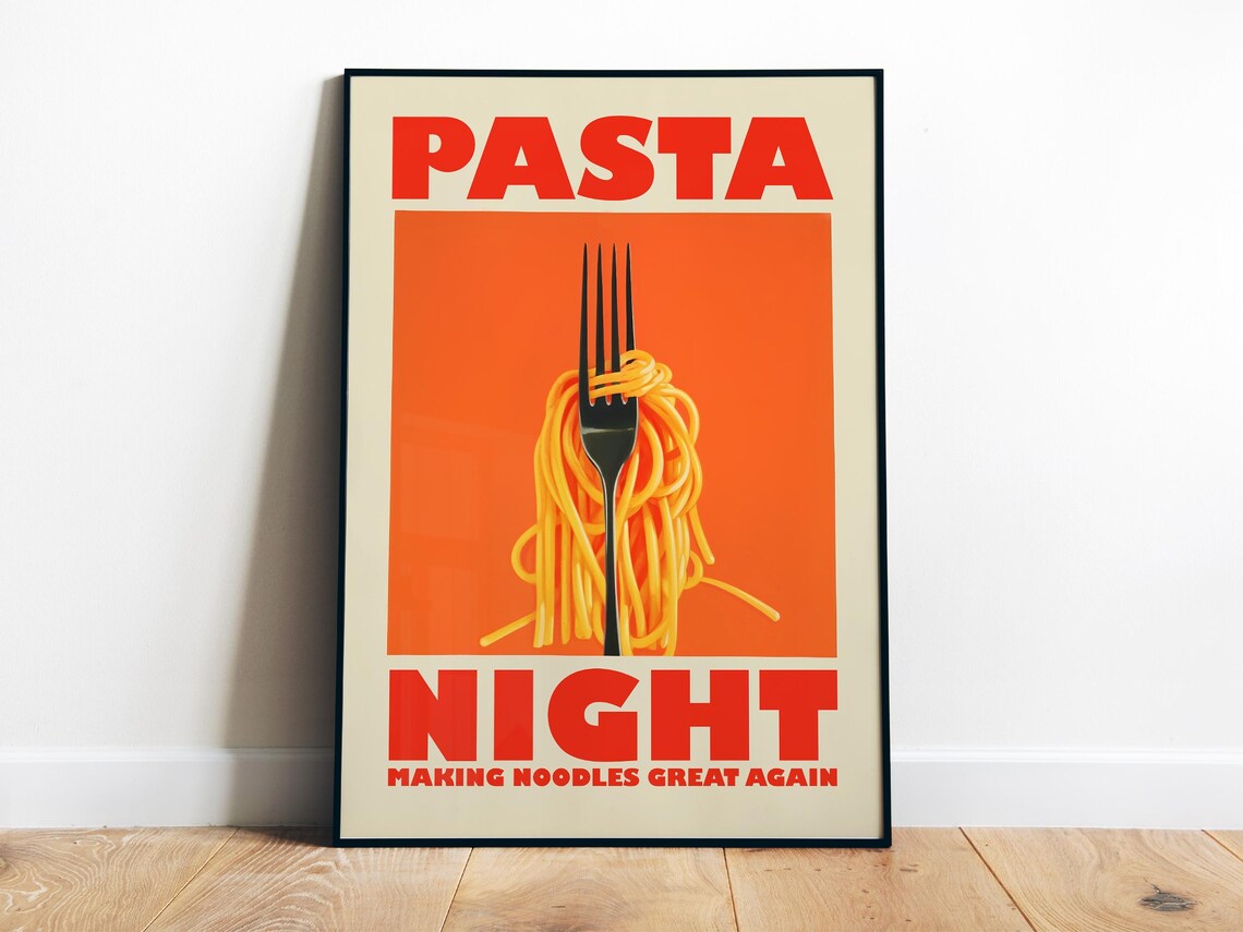 Retro Spaghetti Kitchen Wall Art Poster Print