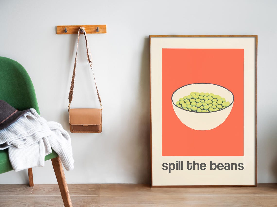 Spill The Beans Bowl Of Green Beans Mid Century Kitchen Poster - Image 5