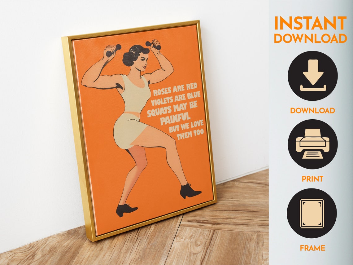 Roses Are Red Squats Poem Funny Retro Gym Leg Day Workout Poster - Image 4
