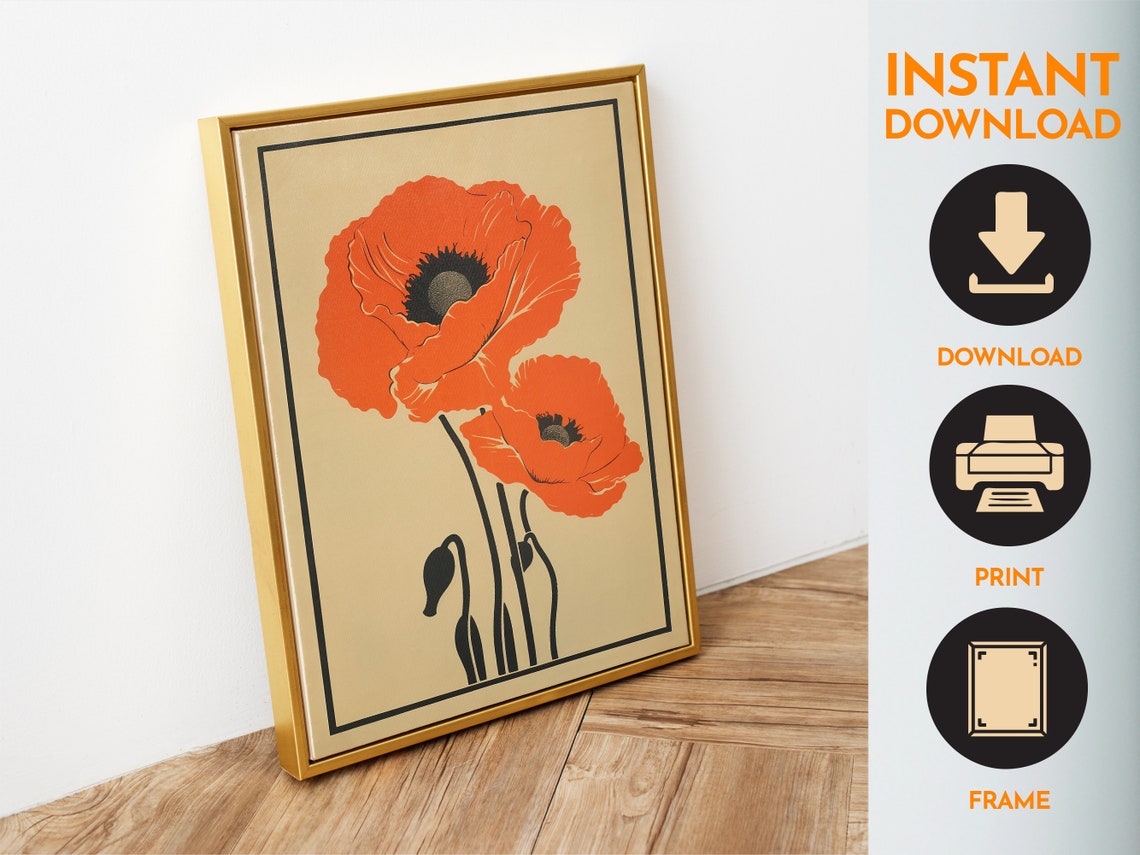 Vintage Red Poppies Floral Botanical Garden Illustration Poster - Image 6