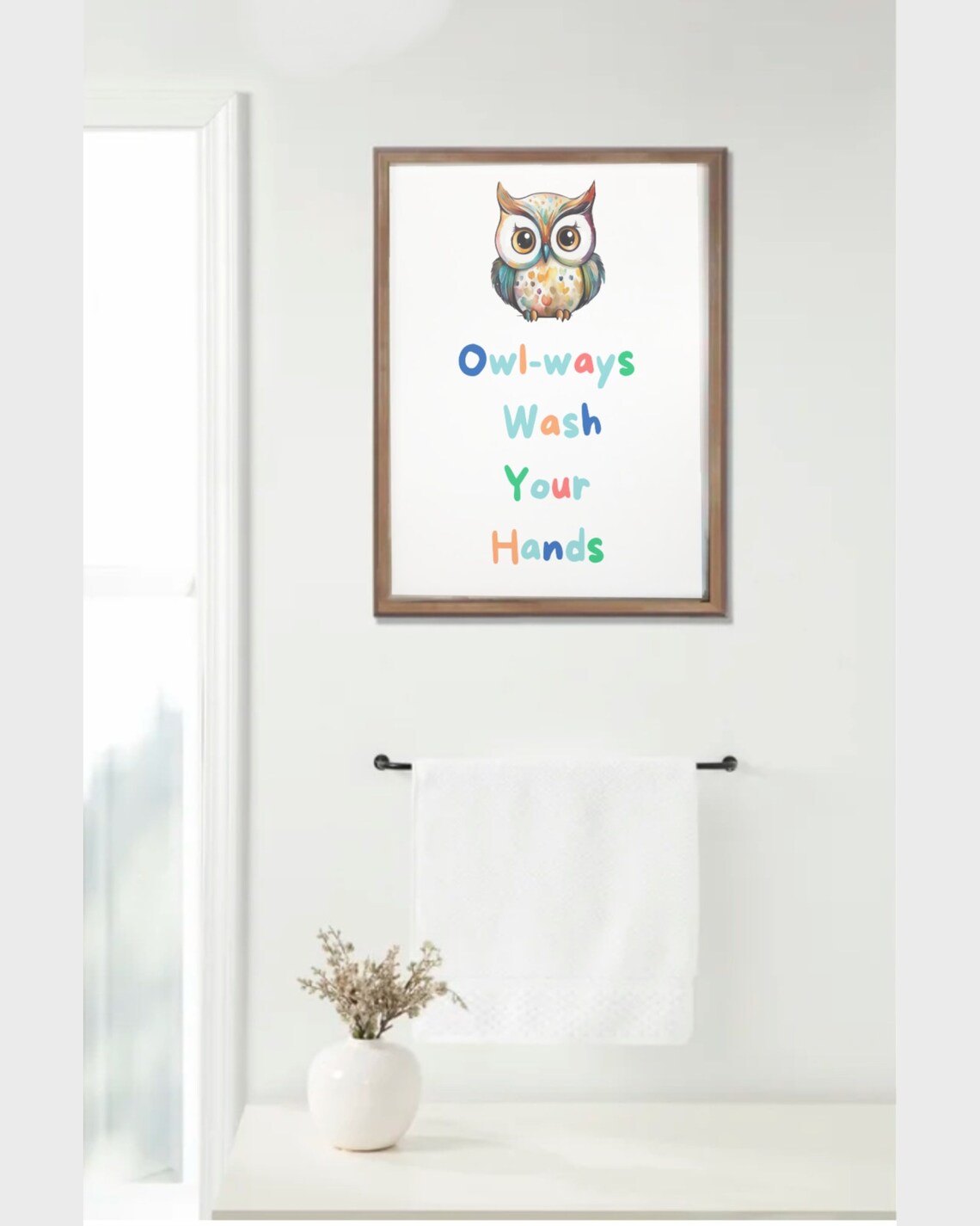 Funny Owl Ways Wash Your Hands Kids Bathroom Colorful Poster - Image 2