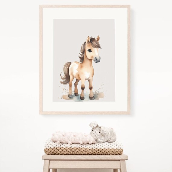 Sweet Watercolor Foal Pony Baby Horse Nursery Decor Style Poster