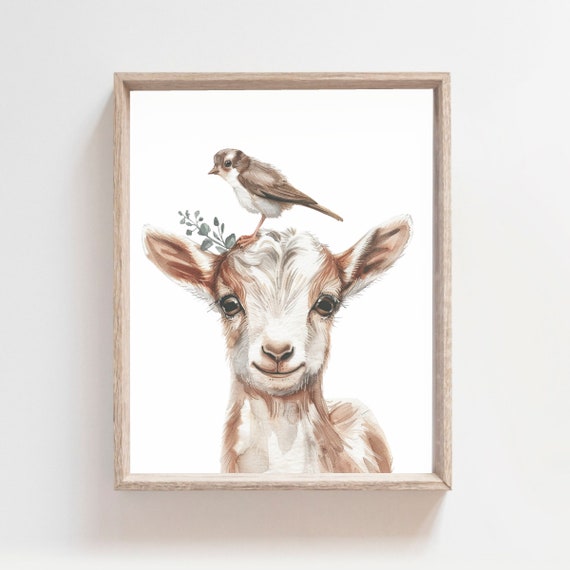 Cute Goat Poster Nursery Decor Goat Print Farm Animal Prints Nursery Art Baby Animal Prints Farmhouse Decor Nursery Animal Prints