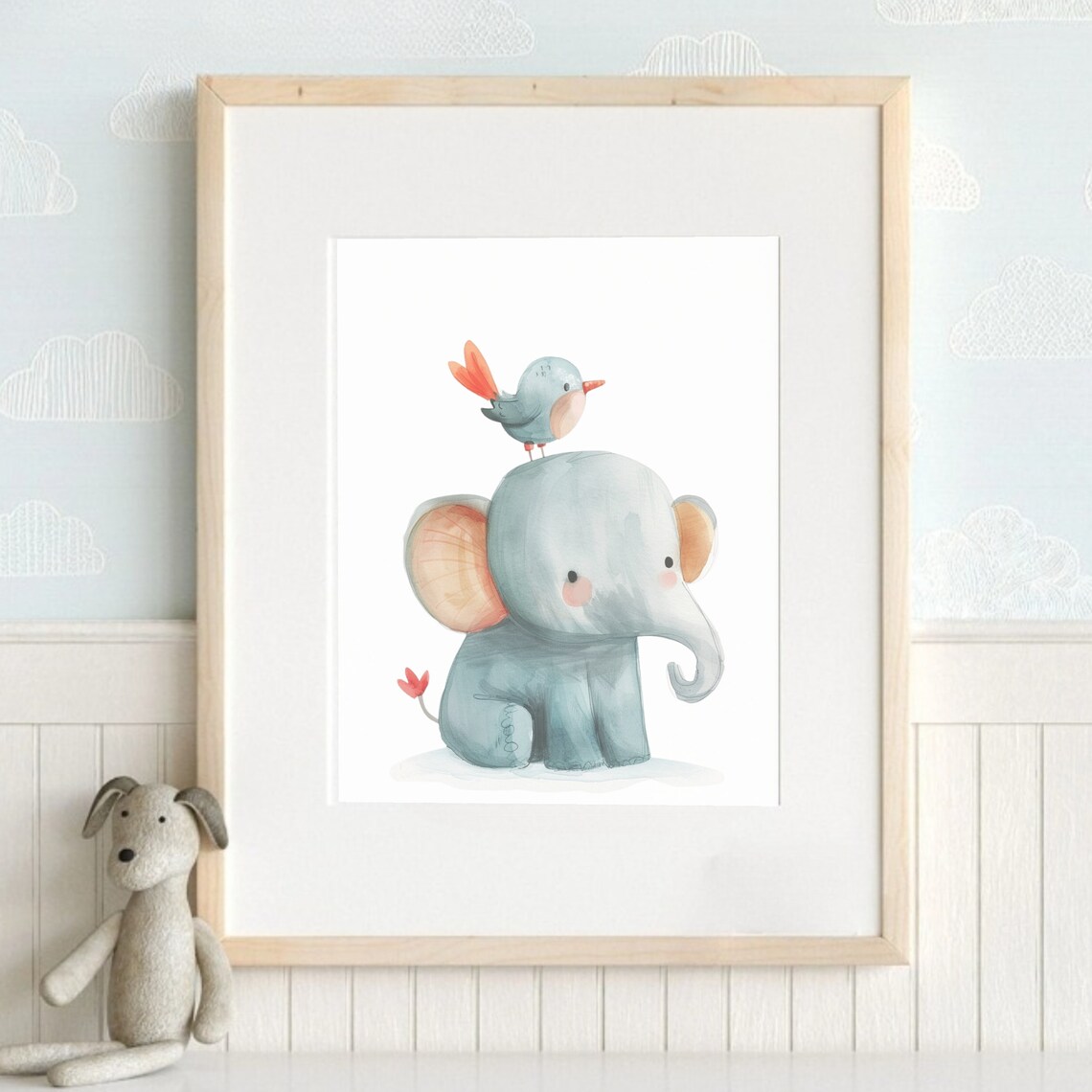 Elephant Print Nursery Wall Art Baby Animal Print Safari Animals Jungle Animals Watercolor Painting Elephant Poster Kids Room Decor - Image 2
