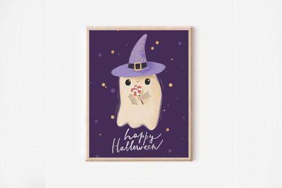 Halloween Print Kids Halloween Decor Ghost Wall Art Happy Halloween Poster Kids Playroom Halloween Party Decor Party Signs Cute Ghost