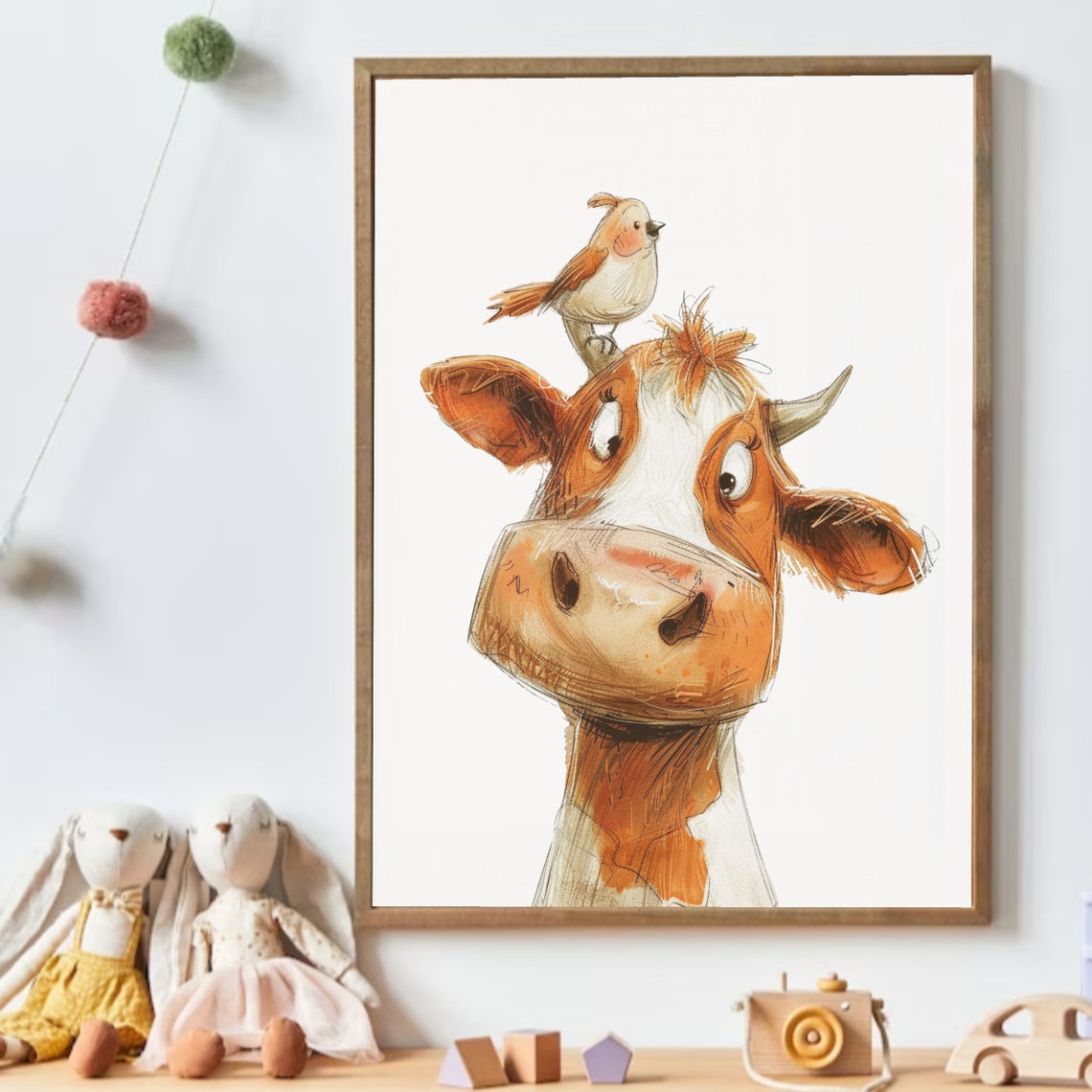 Cow Poster Farm Animal Prints Watercolor Art Farm Nursery Decor Animal Art Animals Wall Art Nursery Wall Art Farm Decor Cow Print